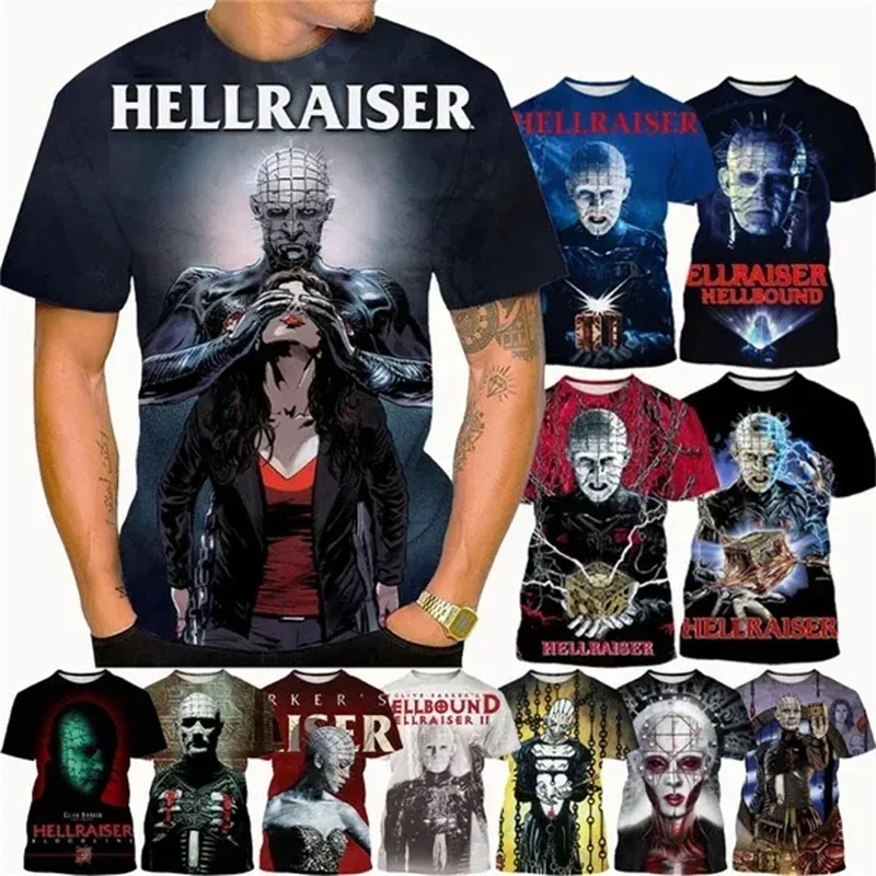 Men Summer Fashion Tee Tops Short Sleeve Horror Hellraiser 3D Printed T Shirt Streetwear Hip Hop Punk Male Clothes