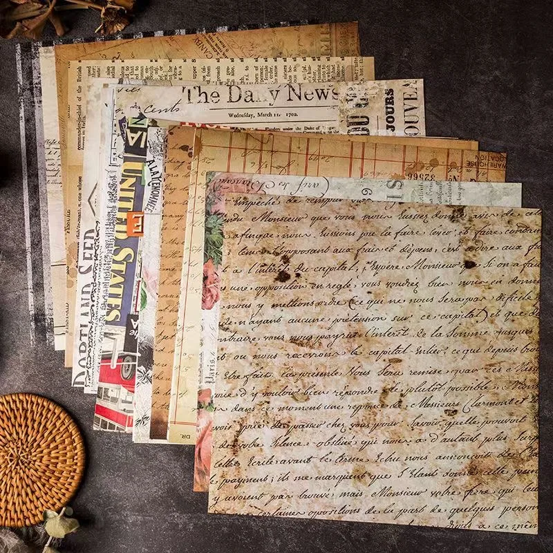 Vintage Newspaper Junk Journal Paper, 20 Large Aged Scrapbook Sheets