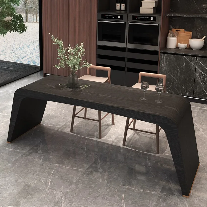 

Italian Light Luxury Simple Modern Oak Bar Table Nordic Walnut Dining Table