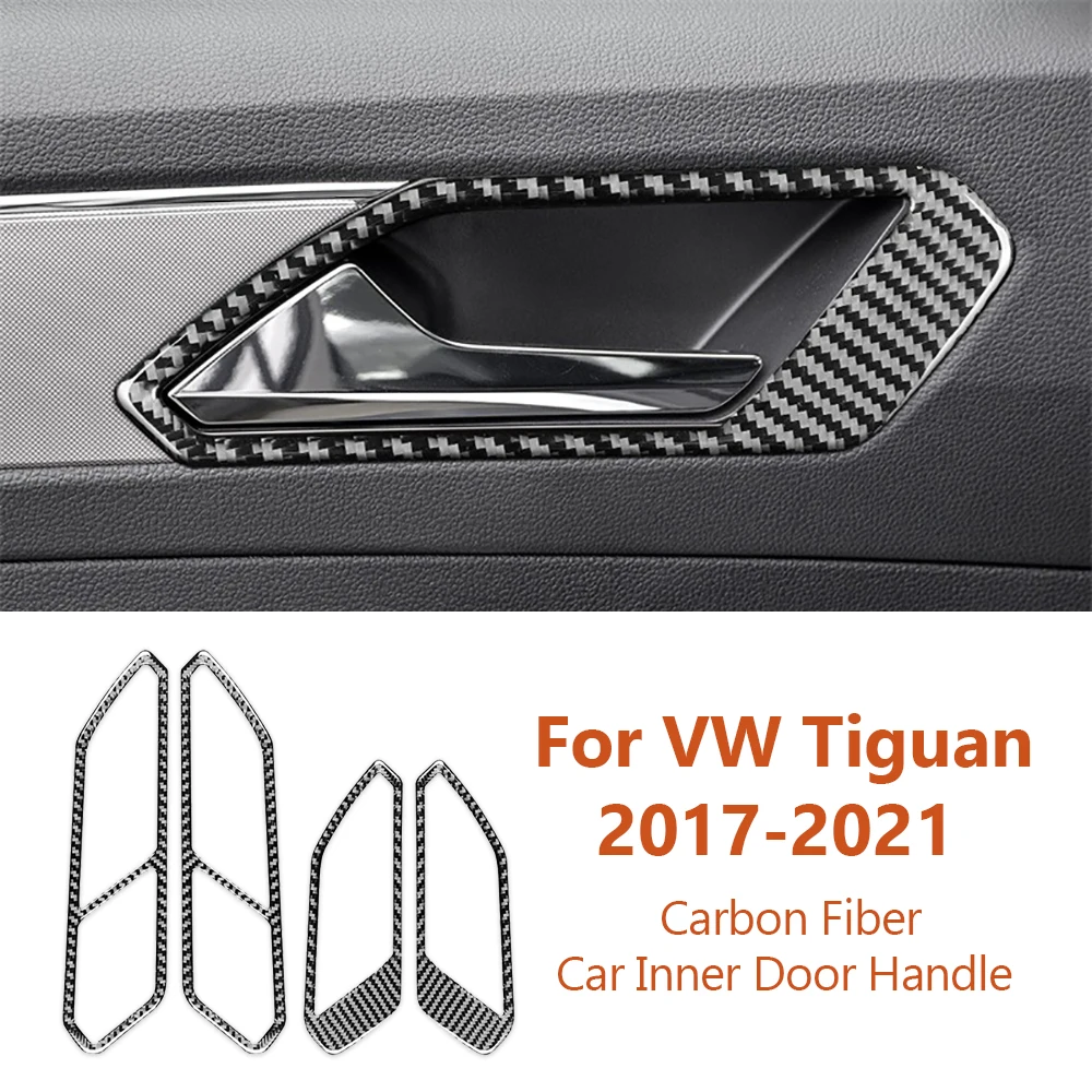 

Для Volkswagen VW Tiguan 2017-2021 Стайлинг углеродное волокно Автомобильная внутренняя дверная ручка рамка Декоративные наклейки аксессуары для интерьера автомобиля