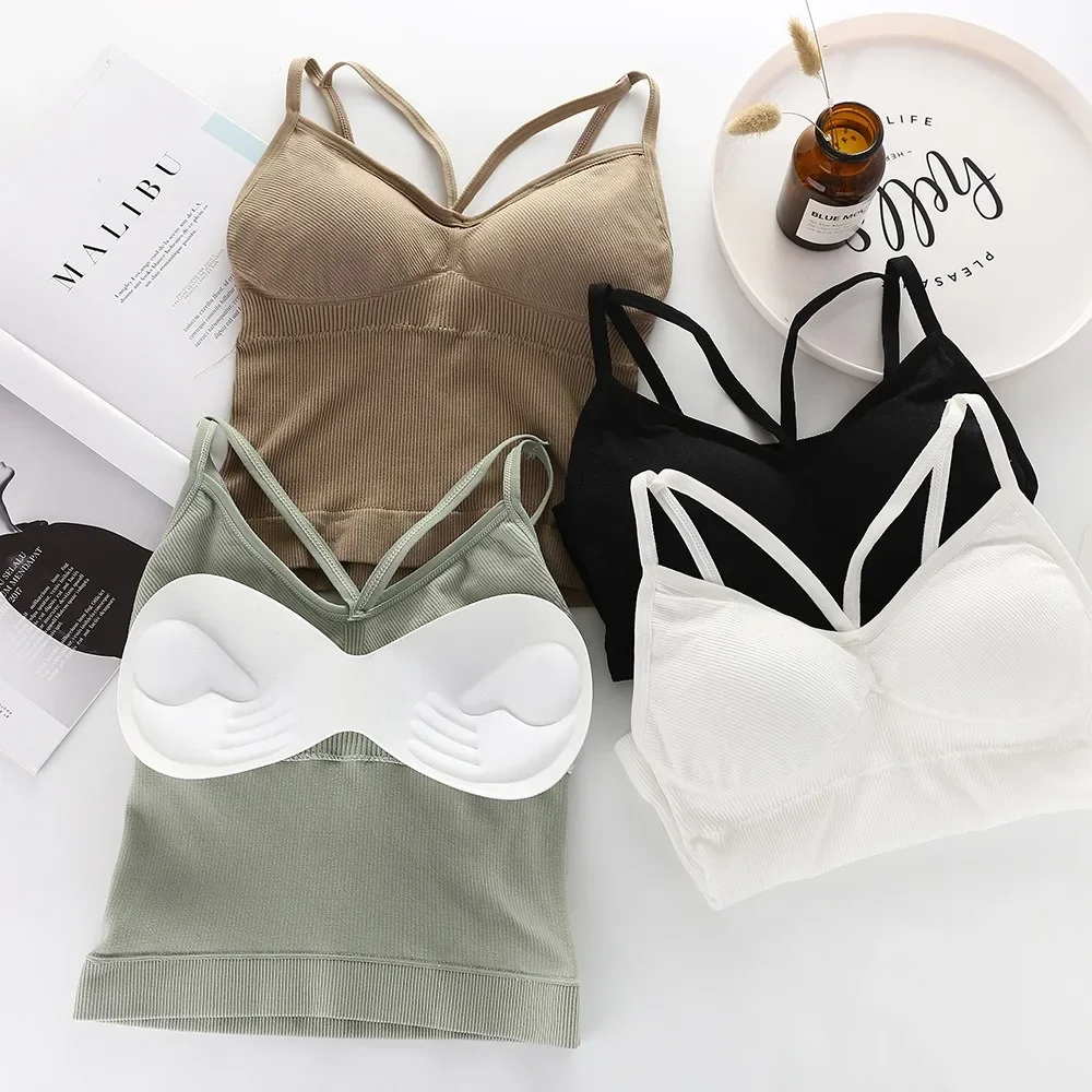 Sexy Women Cotton Underwear Push Up Bras Sexy Top Women Suspender Tank Up Fashion Solid Color Lingerie Female Soft Top Brassreie