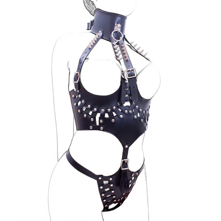 Erotic Black Open-Crotch Queen Outfit Training Sexy Bodysuit Tight Restraint Harness Bondage Garment Adjustable Couple Sex BDSM - Image 4