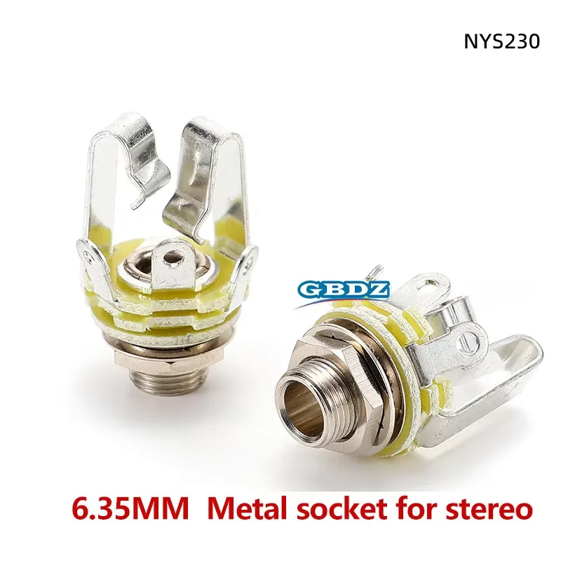

NYS230 6.35mm Stereo Panel Mount Audio Female Jack, Metal 1/4" TRS Socket for Mixer/Amplifier/Audio Equipment, Durable & Precise