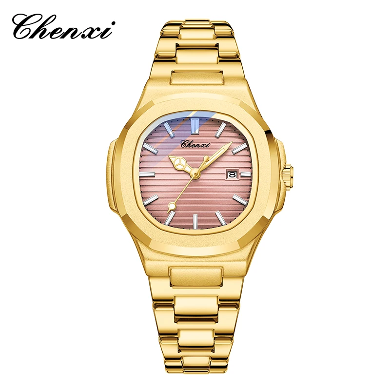 CHENXI Watches For Woman Gold Fashion Clock Stainless Steel Quartz Waterproof Date Luminous Women's Wristwatch Dress Accesories