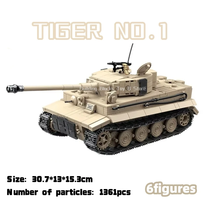 

1361 шт. WW2 военная серия классический тигр I модель тяжелого танка совместимая коллекция строительные блоки кирпичи игрушки для мальчиков подарки