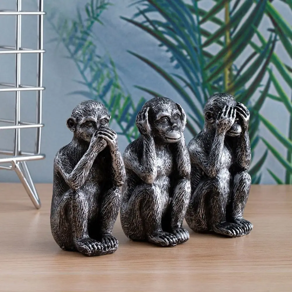 Resin Three Wise Monkeys Figurines Don't See Don't Speak Home Decor Crafts Don't Hear Creative Design Monkey Ornaments