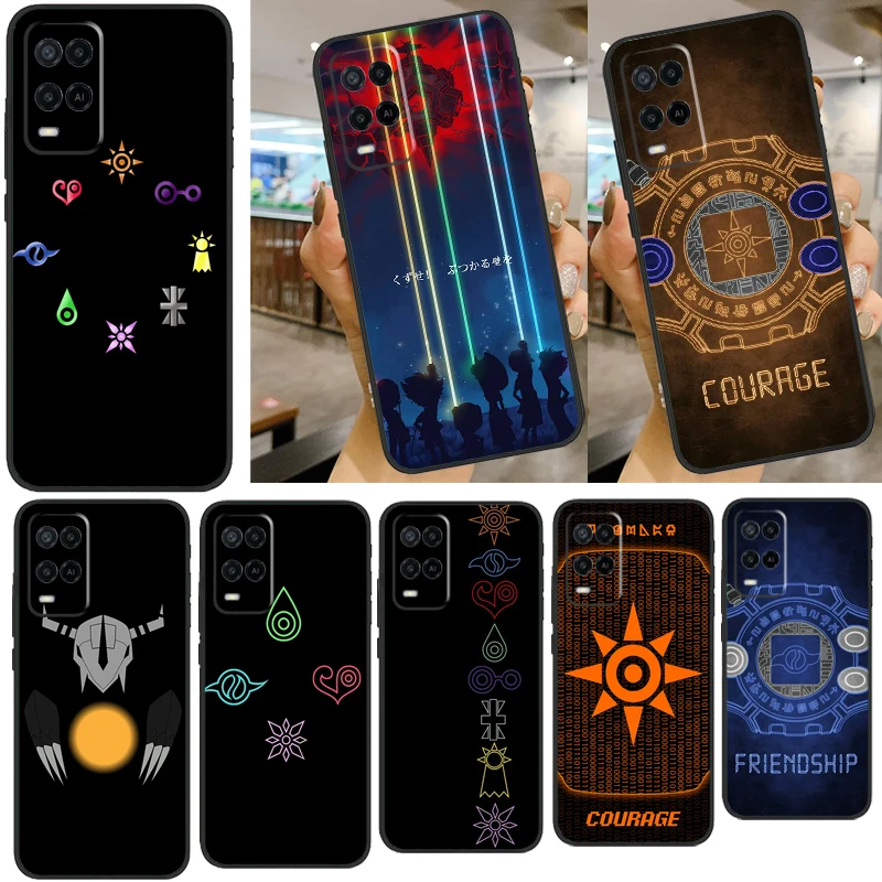 Digimon Digi Crests Phone Case For OPPO A74 A54 A94 A15 A3S A5S A52 A72 A83 A91 A93 A5 A9 A31 A53S 2020 Coque