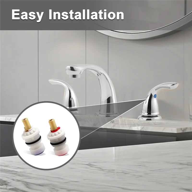 ABKO-Replacement Stem Disc 1/4 Turn Faucet Cartridge Cold& Hot Side For Pfister 48/143/149 Series- 1 Pair(9608020 960806
