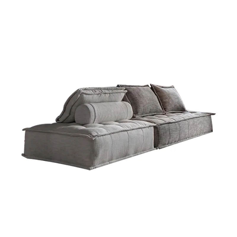 Fabric small apartment living room double square lazy cotton and linen single module sofa