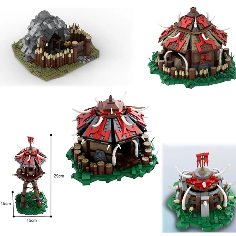 Moc Game Series World of Warcrafted Orc Camp Tribal Building House Building Block Model Construction Set for Boys Children Toy