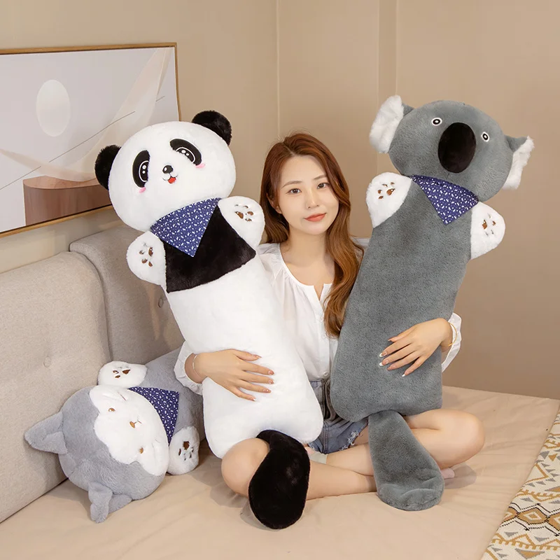 55/110CM Cute Plush Doll Soft Stuffed Dog Cat Pig Rabbit Bear Pillow Children Pillows Sleep Long Tail Plush Toys Gift NEW 2022