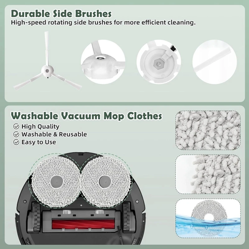 Zubehör Kit für Roborock Q Revo Roboter Vakuum Ersatz Hauptseite Bürsten Mop Stoff Pads Hepa Filter Staubbeutel