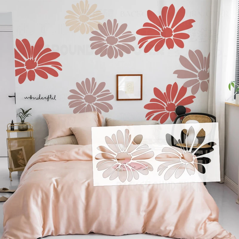 71cm - 118cm Stencil Wall Customize Custom Decorative Putty Decor For Painting Plaster Decors Extra Large Template Flowers S628