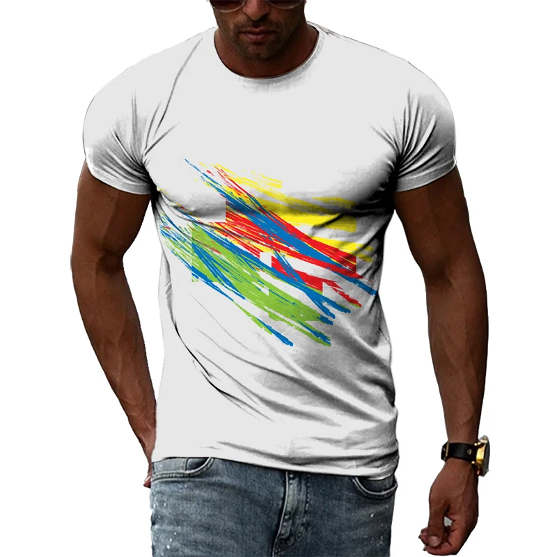 Personality Interesting Creative graphic t shirts men Casual Hip Hop Street Style Tees 3D Fashion Graffiti Printing Short Sleeve