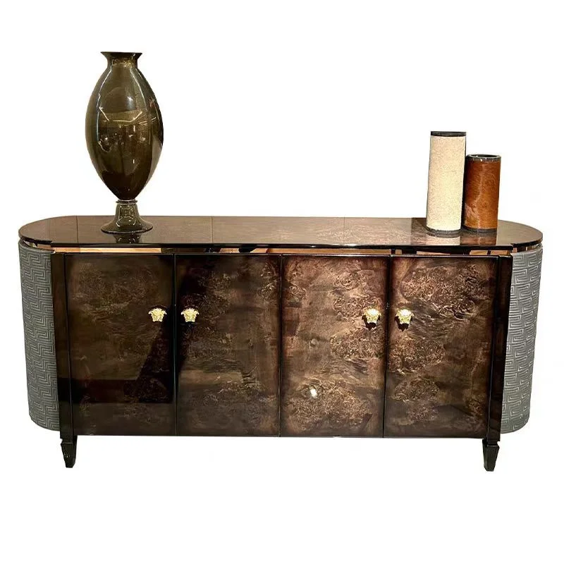 

Итальянский легкий роскошный ретро-шкаф из массива дерева для прихожей, боковой шкаф для ресторана, четырехдверный шкаф-локер