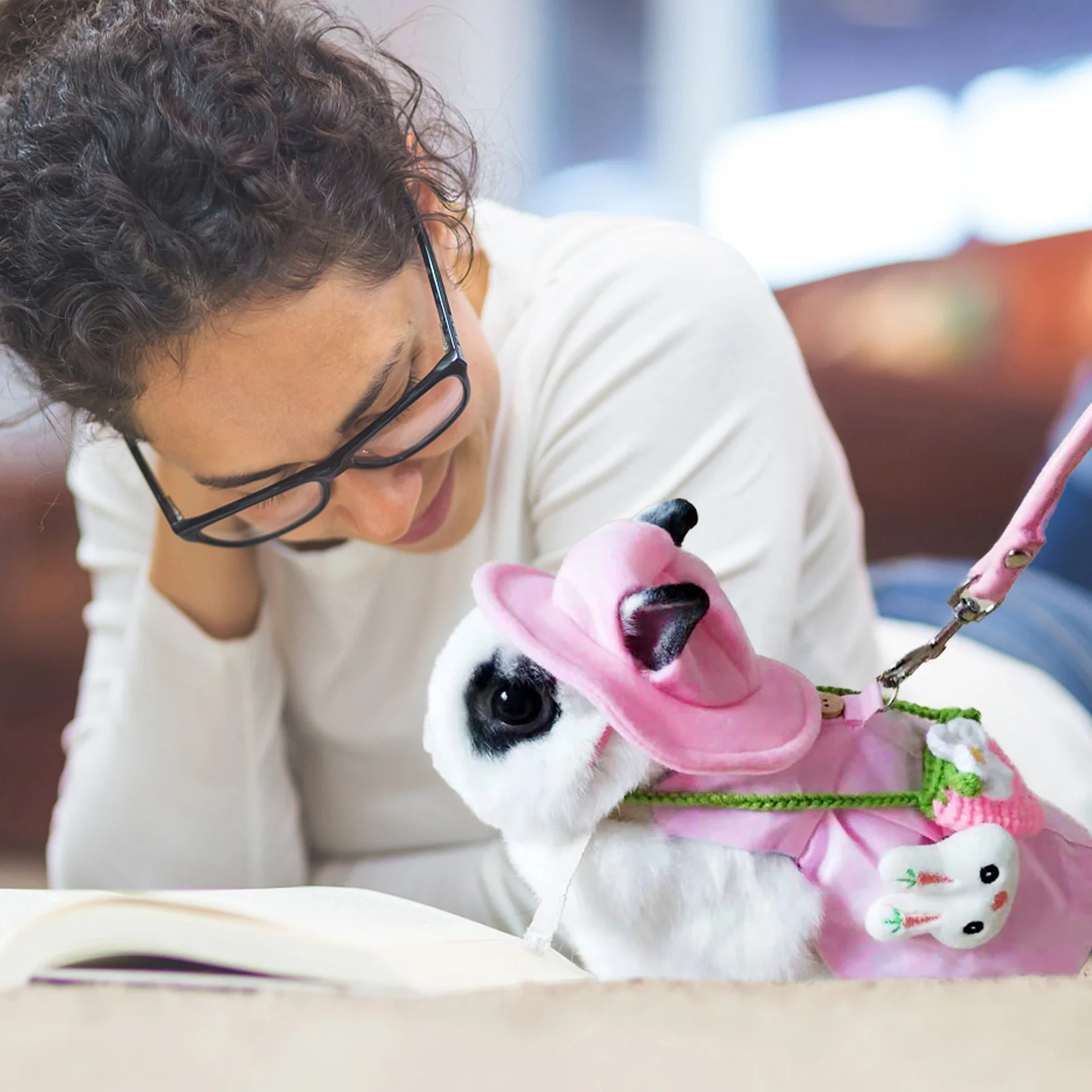 

Pet Clothing Set Apparel Bunny Vest Leash Hamster Guinea Dress Up Small Animal Vacation Suit