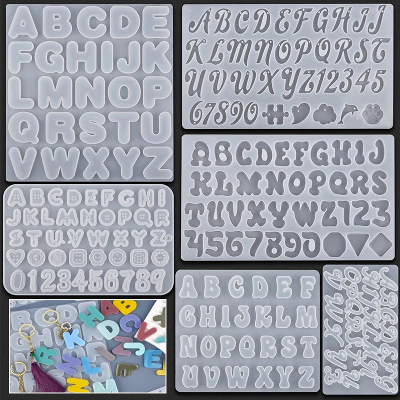 Keychain Alphabet Silicone Mold DIY Letter Number Epoxy Resin Mold Keychain Earring Pendant Epoxy Resin Jewelry Crafts Casting