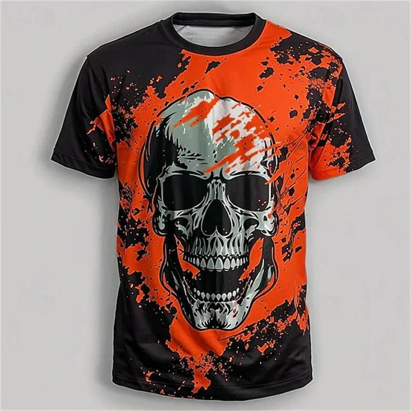 

Y2k Men's T Shirt Fashion Casual Vintage Skull 3D Print Summer O Neck Top Men Hip Hop Dragon Pattern Oversize Men Street T-shirt