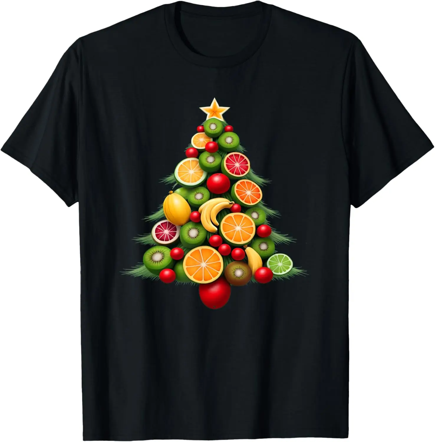 Camiseta del árbol de Navidad de frutas tropicales