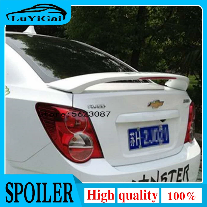 For Chevrolet Aveo Spoiler 2010-2013 ABS Plastic Unpainted Color Rear Roof Spoiler Wing Trunk Lip Boot Cover Car Styling