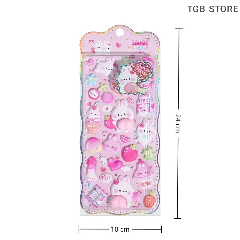 Gli animali stereoscopici fai-da-te alleviano lo stress adesivi adorabili cartoni animati in schiuma 3D scoreggia pesca adesivo stereo adesivi decorativi Kawaii
