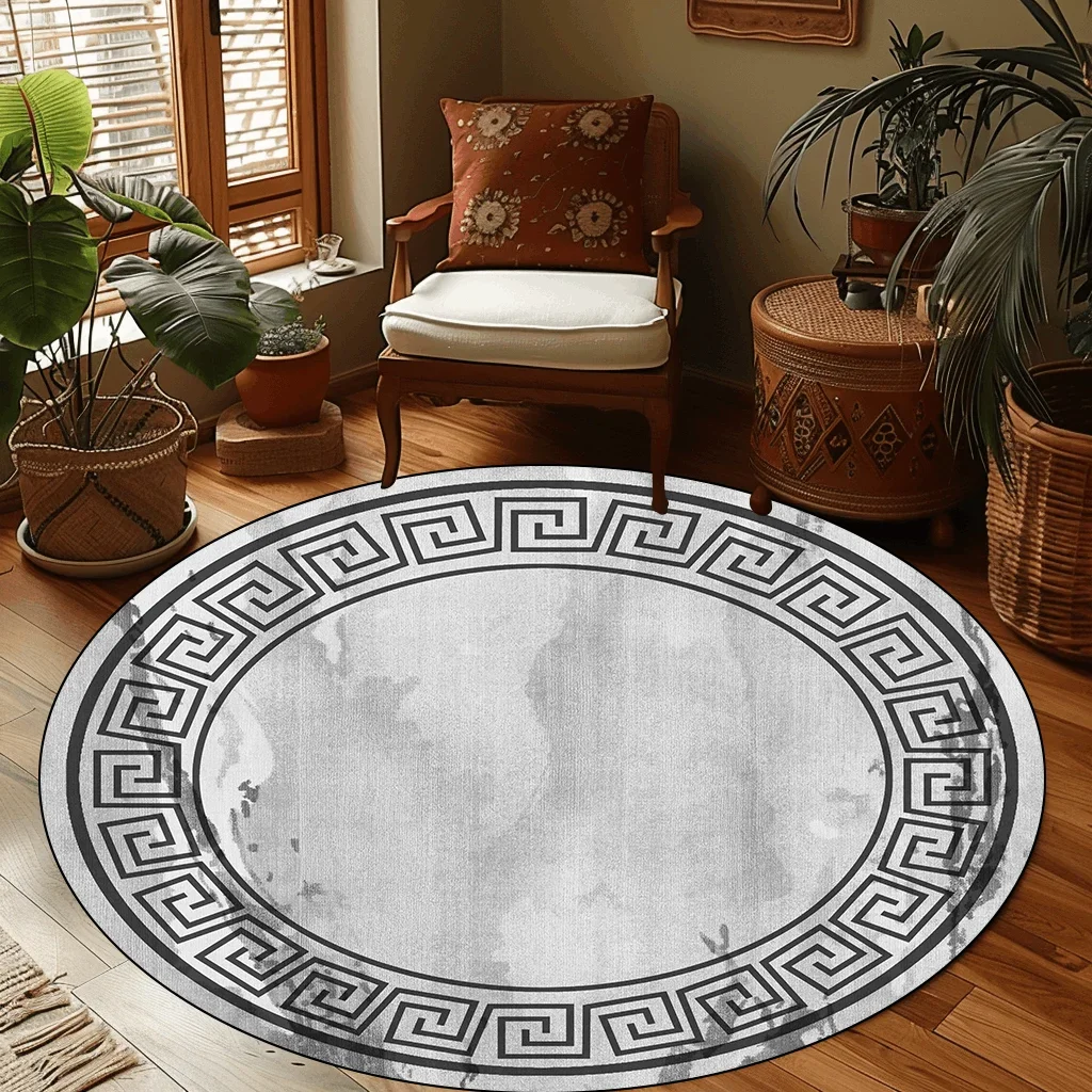 Light Luxury Round Living Room Carpet Decoration Modern Home Washable Carpet for Rooms Large Area Lounge Non-slip Floor Mat