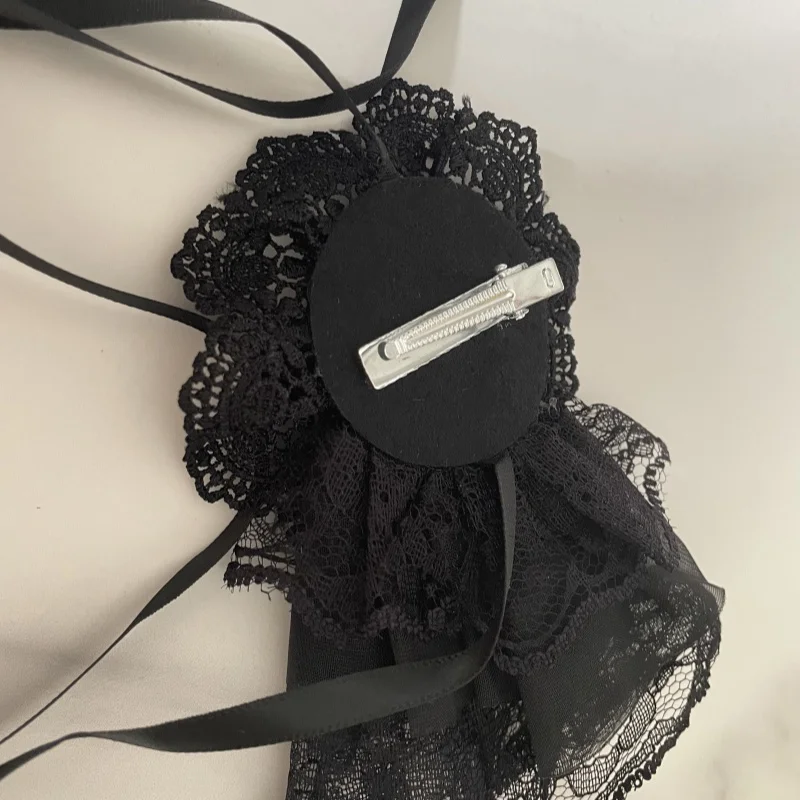 New Harajuku Black Lace Rose Flower Headpiece Halloween Vintage Girl Gothic Hair Clip Lolita Subculture Headwear