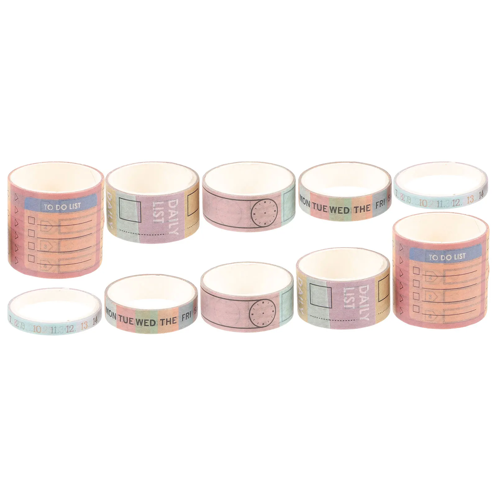 

10 Rolls Washi Tape Set Writable Paper Vintage Decorative DIY Planner Month Calendar Sticker Journaling Date Tape