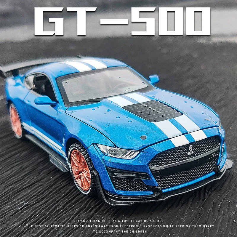 

New 1:32 High Simulation Supercar Ford Mustang Shelby GT500 Car Model Alloy Pull Back Kid Toy Car 4 Open Door Children's Gifts