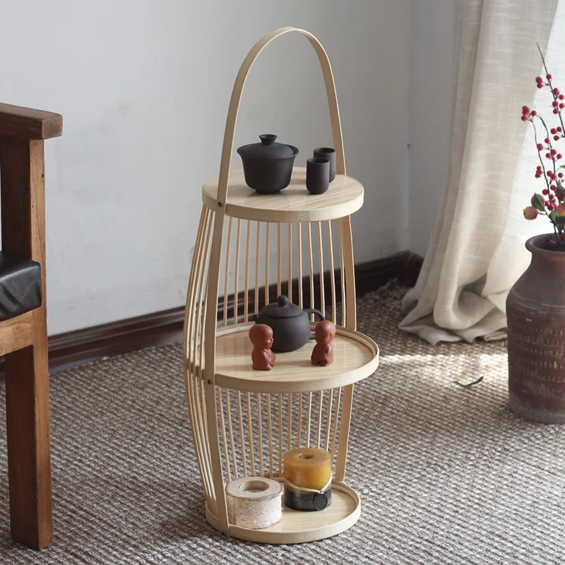 Chinese bamboo rack living room tea room model room villa floor decoration ornament