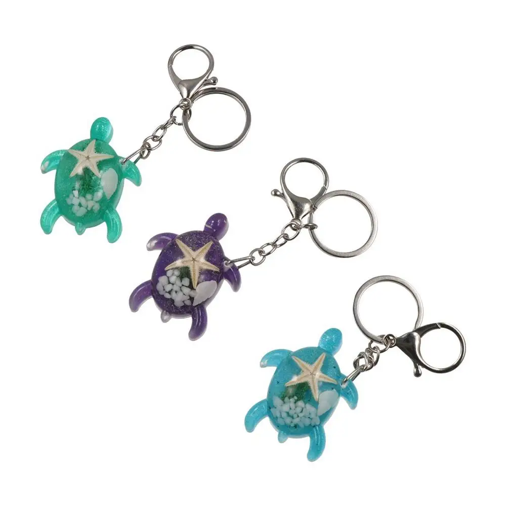 Glow-in-the-dark Little Turtle Keychain Colorful Starfish Luminous Turtle Key Ring Cartoon Tortoise Korean Style