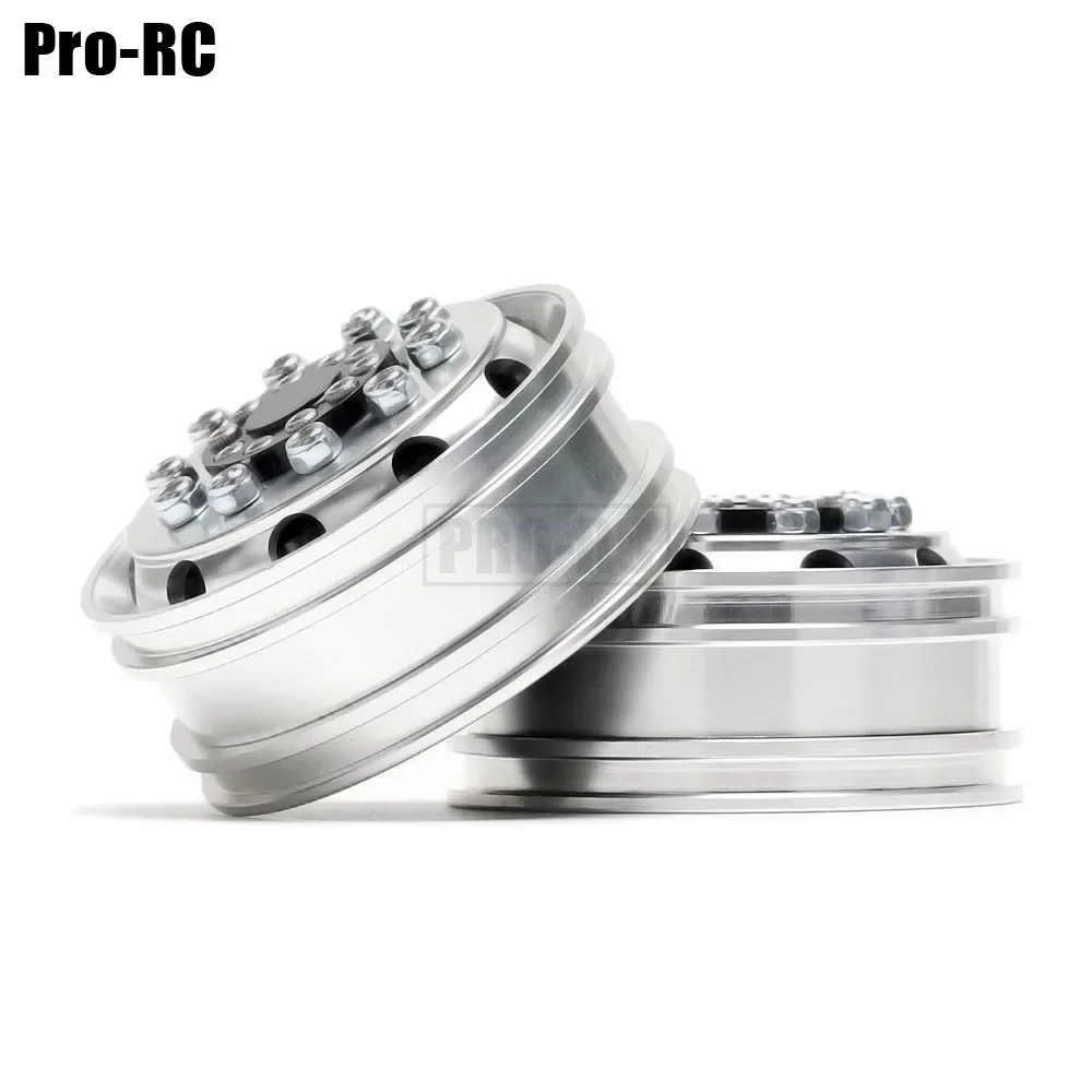 RC 자동차 1:14 타미야 트랙터 트레일러 트럭 용 1 쌍 전면 비드 락 베어링 육각 알루미늄 합금 휠 림 허브