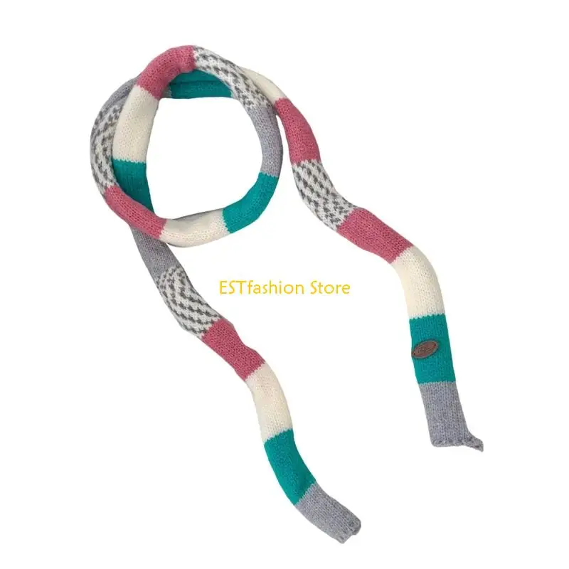 

Y5GC Knit Scarf for Women Long Skinny Belt Necktie Neck Scarf Girls Photo Props Long Neckerchief Skinny Scarf Necktie