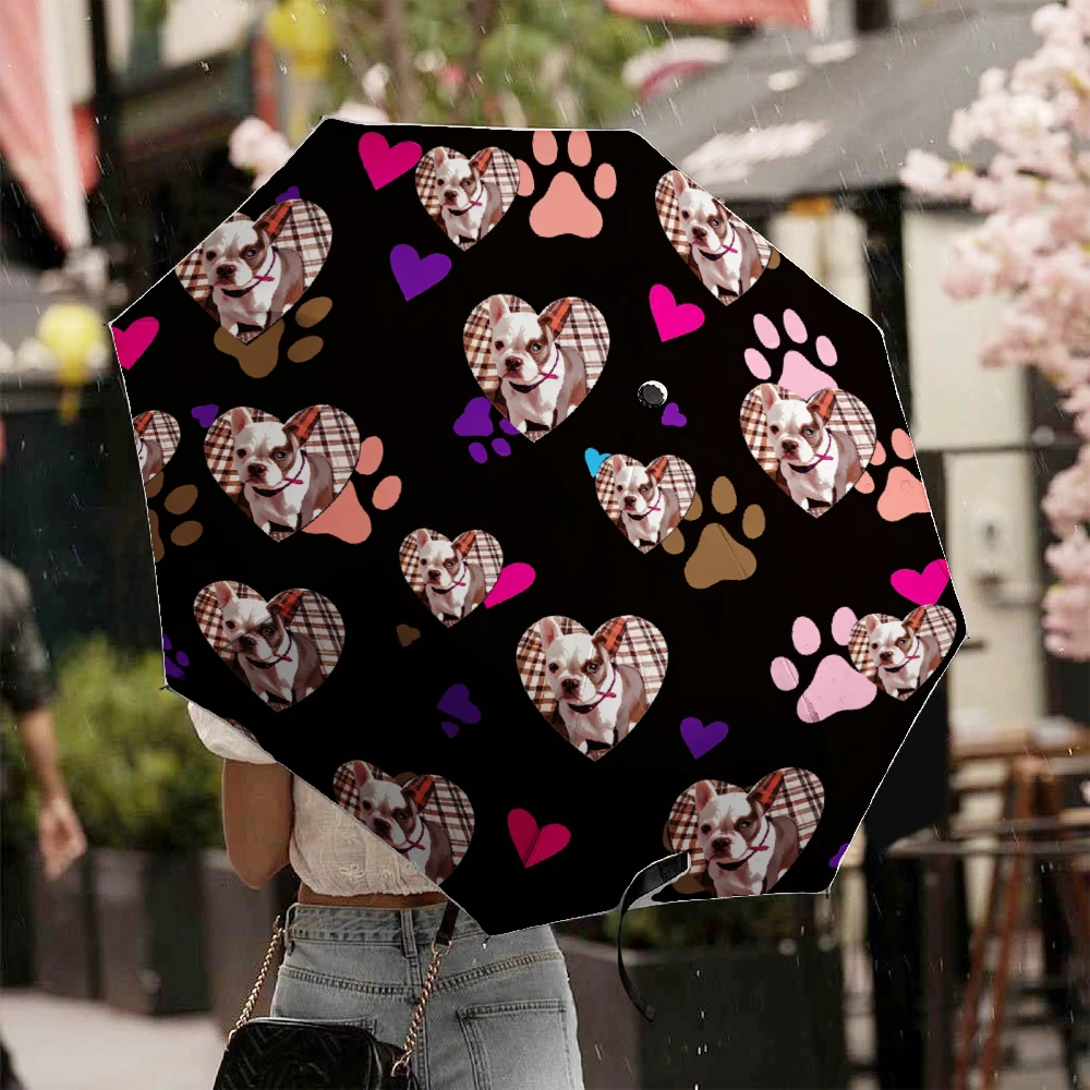 Custom Print Folding Umbrella, Personalized Pattern Photo Customized Compact Travel Umbrella, Windproof Water Repellent UPF50+