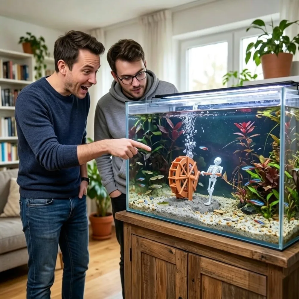 Squelette aquatique dynamique et réaliste à énergie bulle, facile à installer, pour aquascaping – Statue décorative animée