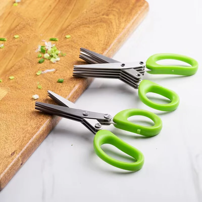 Multi-functional Stainless Steel 3/5 Layer Kitchen Scissors Scallion Nori Chopped Food Scissors Multi-Layer Cooking Scissors