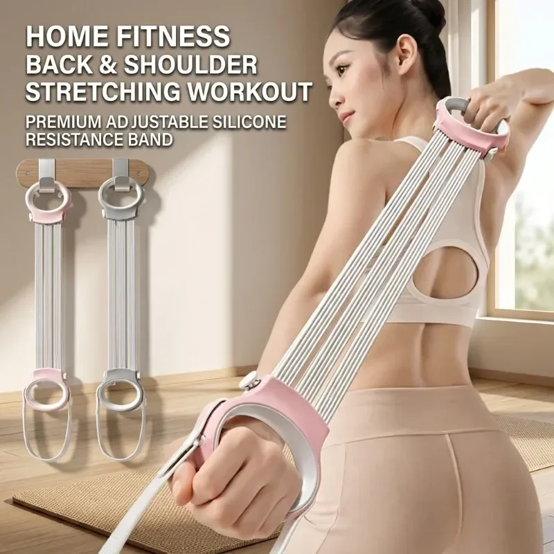 Women's Adjustable Yoga Resistance Band for Home Stretching, Back and Shoulder Fitness Workout Equipment
