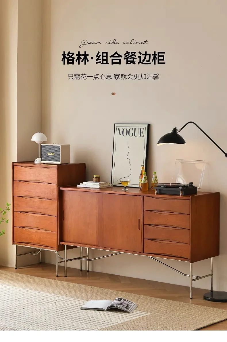 

Nordic Solid Wood Nine-Drawer Cabinet Large Capacity Bedroom Storage Drawer Simple Modern Light Luxury Hallway Side Cabinet