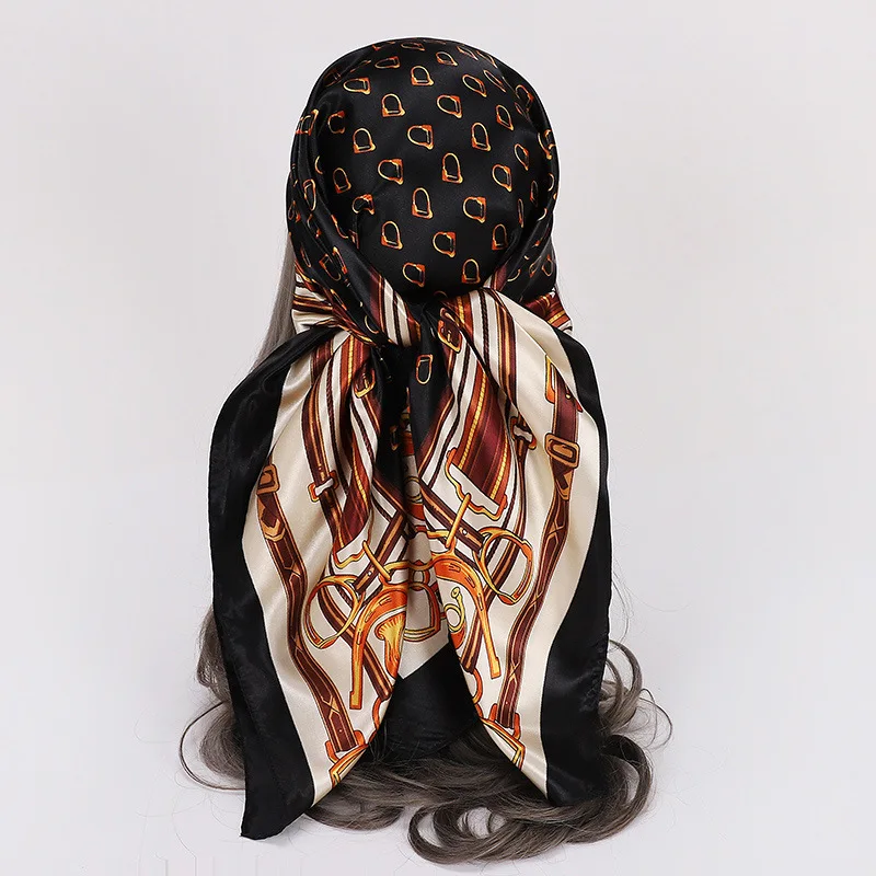 New chain printing pattern women's 90 * 90cm large square scarf silk scarf wholesale, headscarf