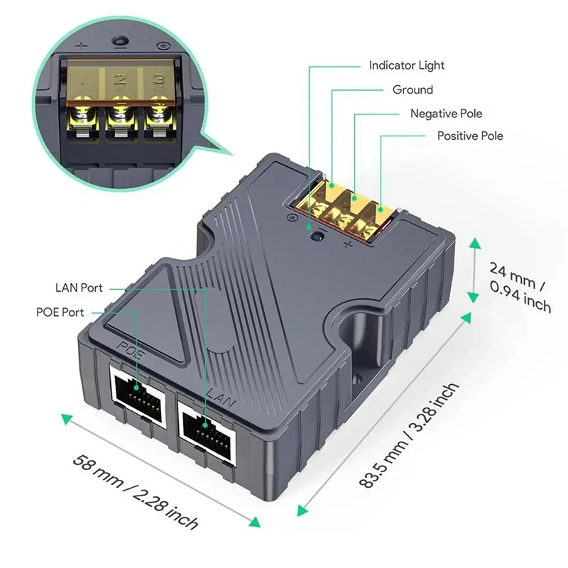 Imagem -06 - Injetor Gige Poe com Proteção contra Surtos Proteção Esd Distribuição de Energia Ideal Garantida para Starlink 150w