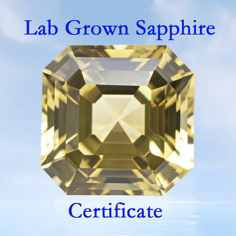 

Lab Grown Sapphire VVS1 Yellow Color Asscher Shape Charms DIY for Jewelry Making Bracelet Materials Selectable AGL Certificate