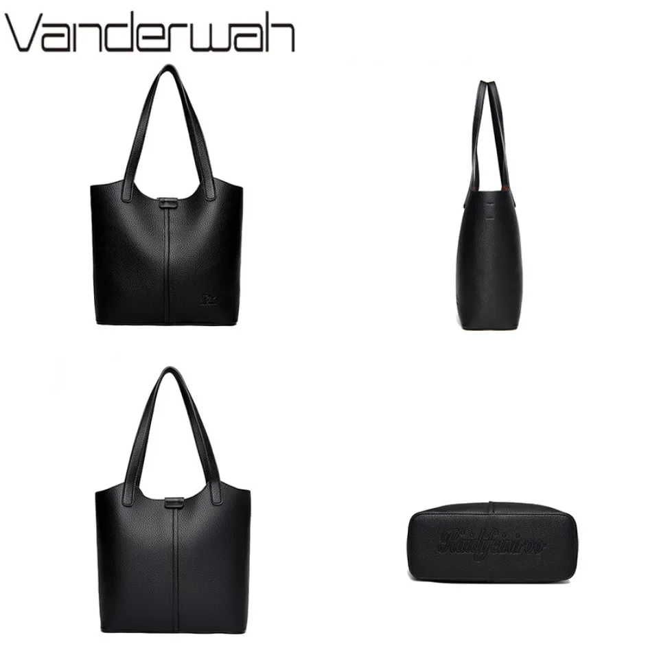 Genuine Brand High End Soft Pu Leather Shoulder Bag For Women Casual Tote Bag Female Purse Simple Design Handbag Commuting Sac