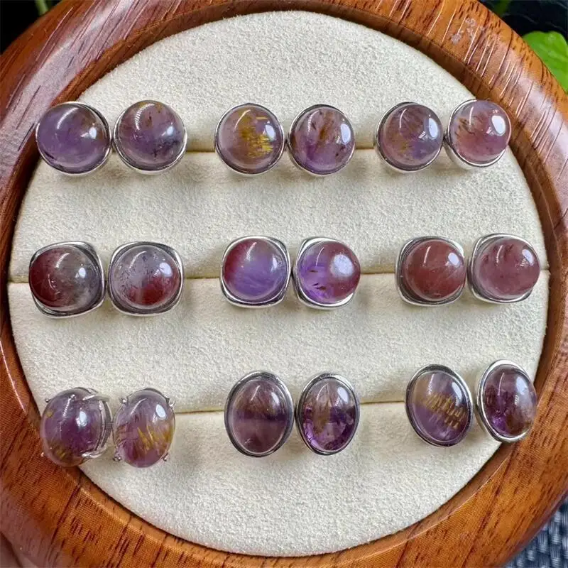 

S925 Natural Auralite 23 Ear Stud Fashion Women Jewelry Accessories Exquisite Birthday Holiday Gift A SET