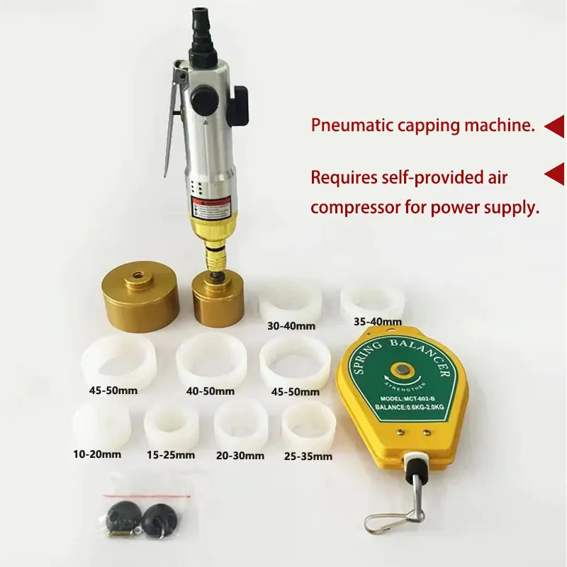 Bottle Capping Machine Handheld Pneumatic Power Sealing Bottles Packaging Equipment Lid Capping Range 1-50mm