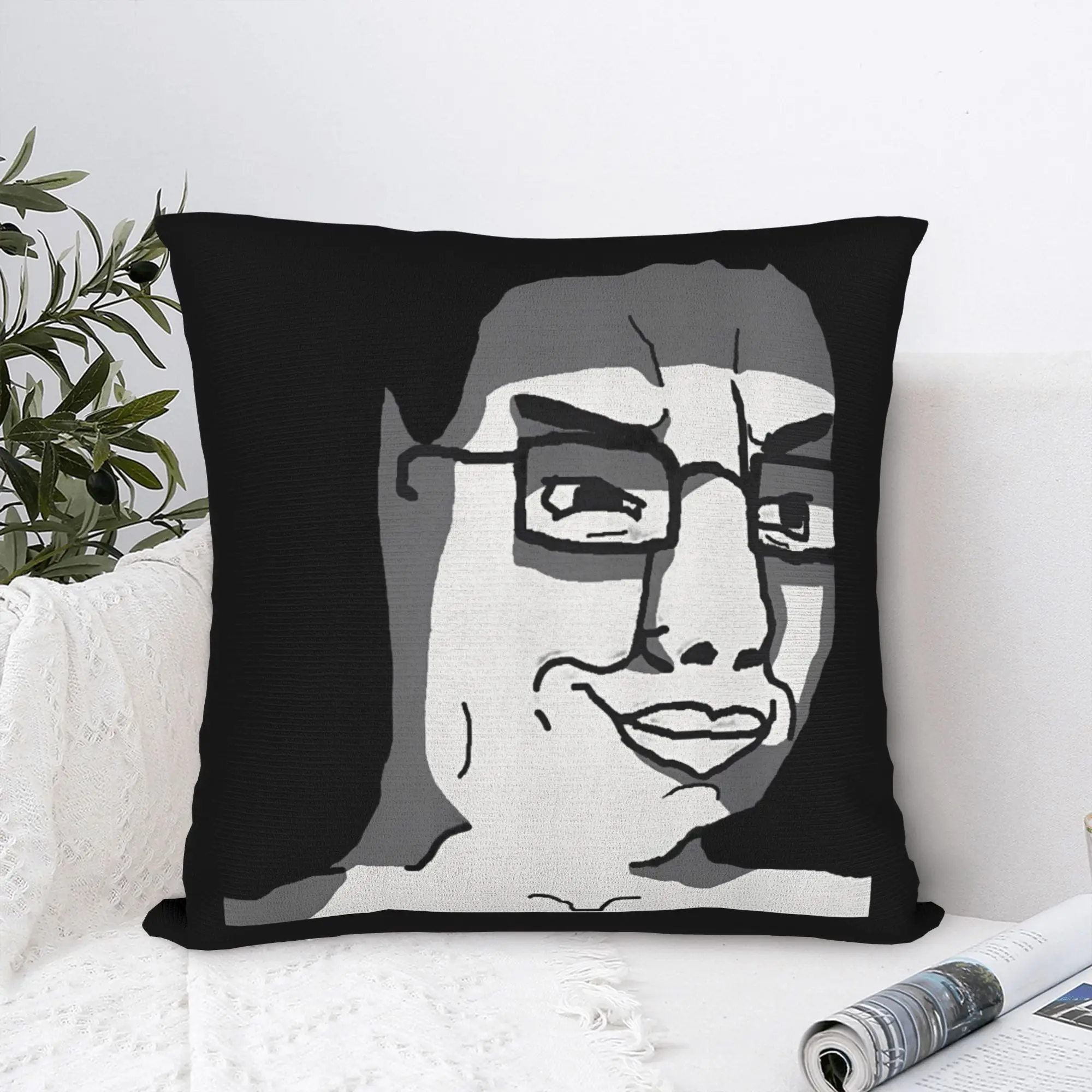 Chud Chudjak Wojak Soyjak Shadow Scheming Meme Square Pillowcases Polyester Bed Car  Cushion Case Decorative Pillowcase 45*45
