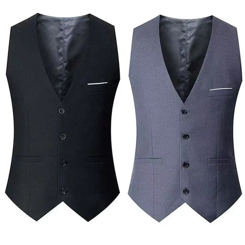 

Busin Casual Men's Faionable No-Iron Stand Fit V-Ne Waistcoat Jaet Briti Sle Leisure Profional Vest