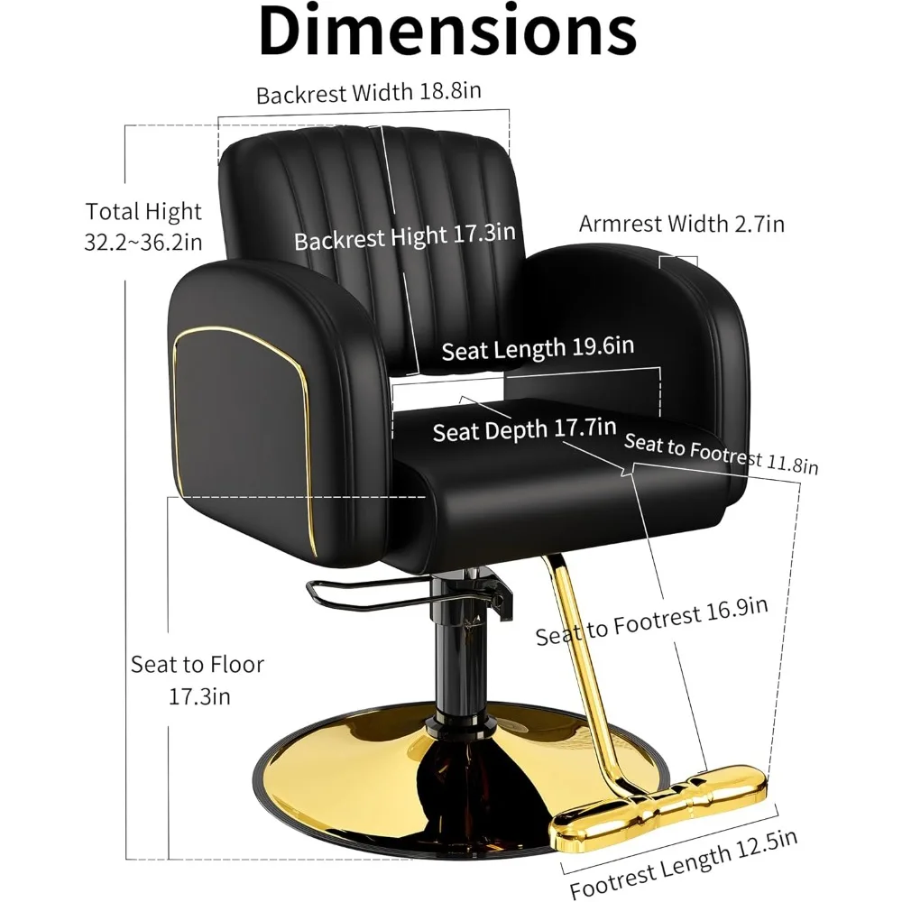 كرسي صالون وردي احترافي، كرسي مصمم مريح مع إسفنجات ممتازة، كراسي شعر عصرية مع 360 درجة ° دوار