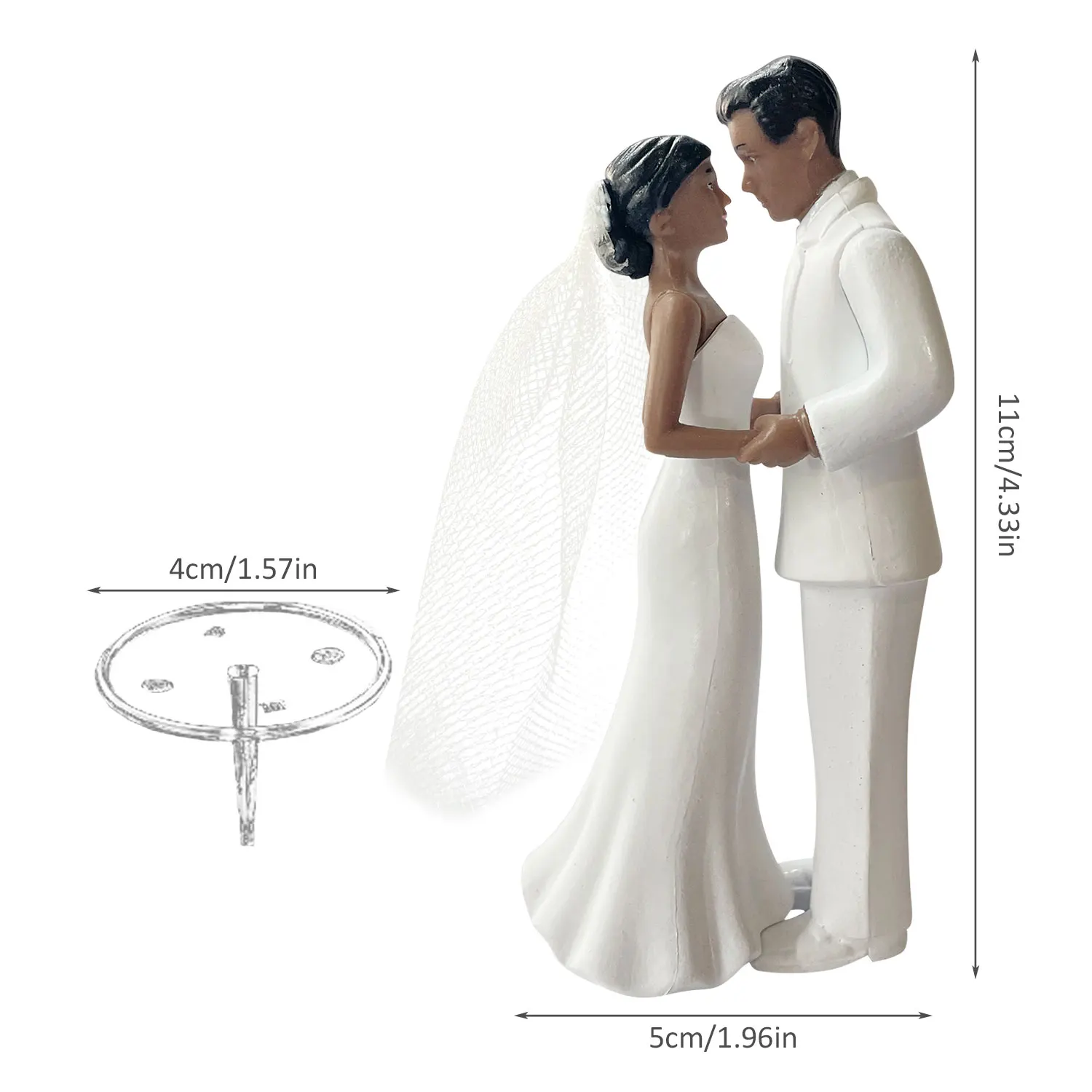 Eleganter Hochzeitstortenaufsatz für Braut und Bräutigam mit Schleier, 10,2 cm – Jubiläum, Brautparty, Verlobungsfeier-Dekoration – Detail 8