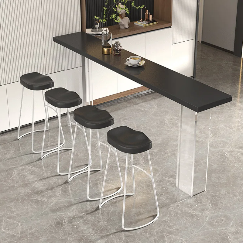 Modern Minimalist Solid Wood Bar Table 4-Seater Chair Wall Mount Long High Counter Table For Home Bar Living Room & Hotel Use