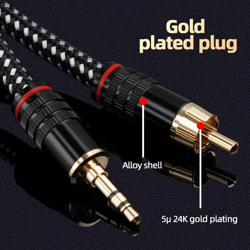 TODN HIFI 6N OFC توصيل 3.5 مللي متر إلى 2RCA كابل الصوت مطلية بالذهب التوصيل 3.5 مللي متر جاك لمكبرات الصوت فك التشفير #3